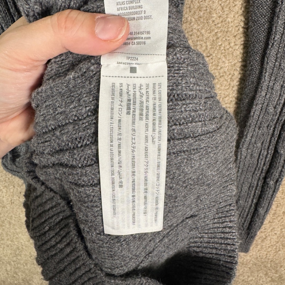 Abercrombie & Fitch Sweater Dress Womens XS Grey Cable Knit Y2K Vtg Long Sleeve - Picture 8 of 11